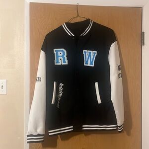 Letterman jacket ROMWE XL black white blue